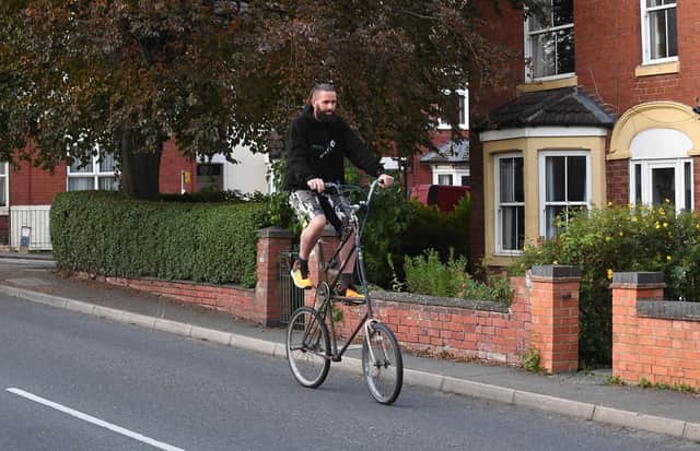 Martin Palmer gets ready for the unique bike ride challenge this weekend.
PICTURE: ANDREW CARPENTER