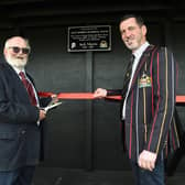 Sulwyn Morris with chairman Jon Stamp during the opening of the Jack Morris Memorial Stand. Picture by Andrew Carpenter