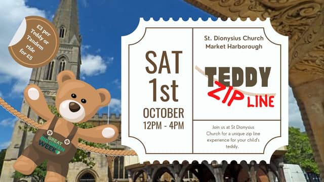 Teddies can zipline from the church tower