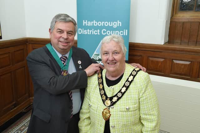 Outgoing Neil Bannister with new chairman Barbara Johnson
PICTURE: ANDREW CARPENTER