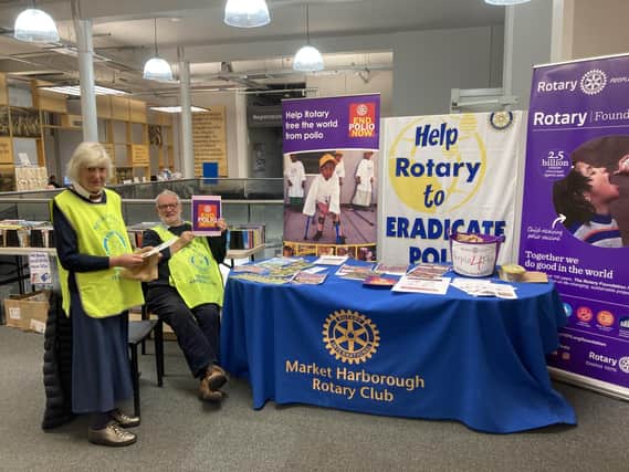Market Harborough Rotary Club members held a stand to highlight Rotarians' efforts to fight polio epidemics.
