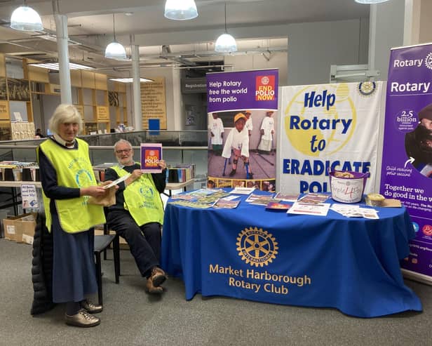 Market Harborough Rotary Club members held a stand to highlight Rotarians' efforts to fight polio epidemics.