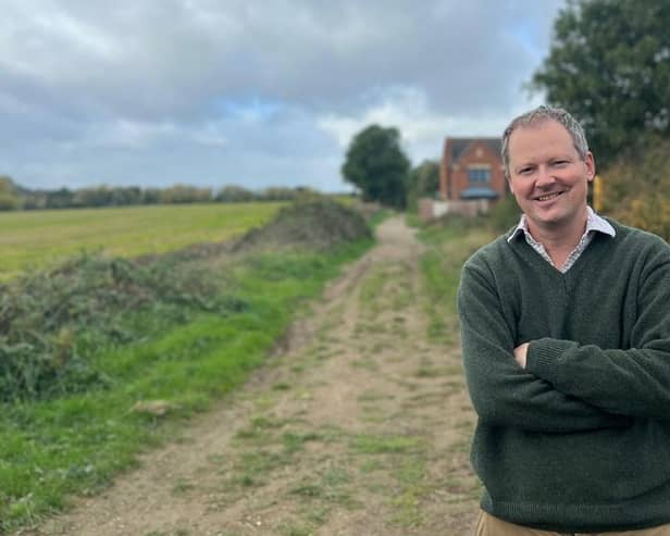 Harborough MP Neil O’Brien at the AdamSmile footpath.