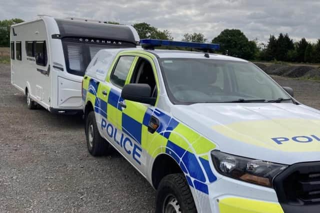 A man has been arrested in a village near Lutterworth on suspicion of theft today (Monday) after police seized two stolen caravans worth about £50,000.