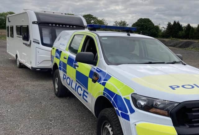 A man has been arrested in a village near Lutterworth on suspicion of theft today (Monday) after police seized two stolen caravans worth about £50,000.