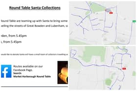 Santa will be slowly working his way around Great Bowden and Lubenham, waving to children and adults alike as he passes.