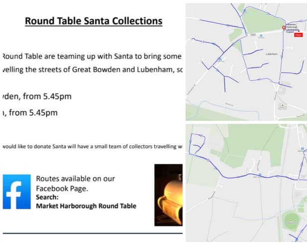 Santa will be slowly working his way around Great Bowden and Lubenham, waving to children and adults alike as he passes.