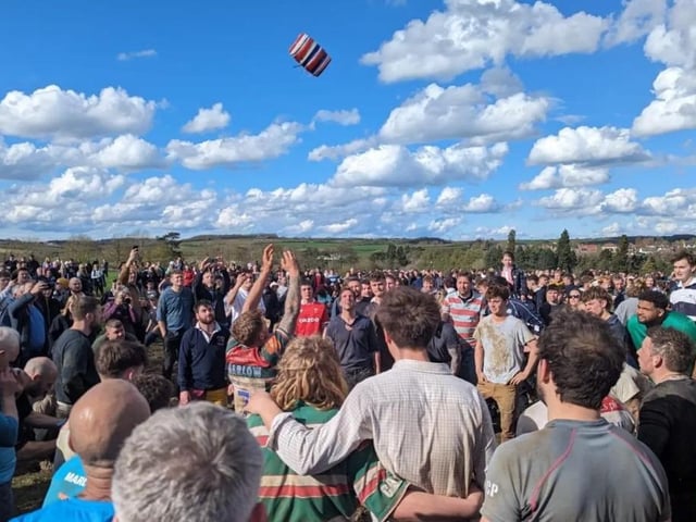 The 'dummy' bottle or barrel is cast into the skies.