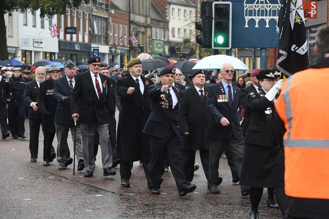 The remembrance parade makes it's way to the Square in Market Harborough.