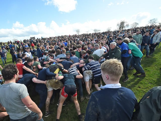 Huge crowd during the Easter Monday Bottle Kicking.