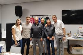 Golfers Stuart Trigwell, Kevin Humphrey, Mark Poultney and Jerry Kasper pictured with Katie Morris and Andrew Morris. Picture: Geshom Nyathi