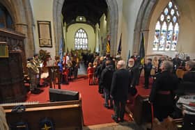 Wreath laying in St Mary's church in Lutterworth.