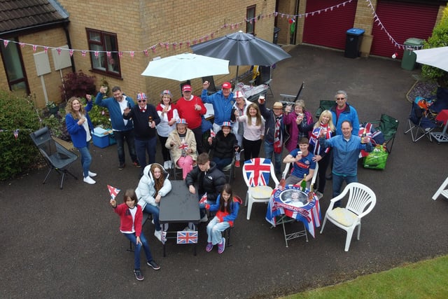 Residents on Spinney Close in Market Harborough during their Platinum Jubilee celebrations on Sunday.