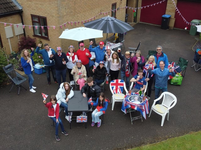 Residents on Spinney Close in Market Harborough during their Platinum Jubilee celebrations on Sunday.