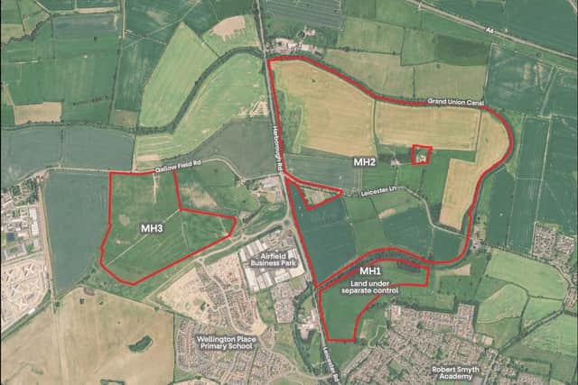 The proposals cover two areas of land north of Market Harborough. Image: Hallam Land and William Davis Homes.
