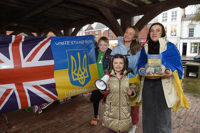 Ukrainians living in Market Harborough held a craft stall under the old grammar school on Friday.