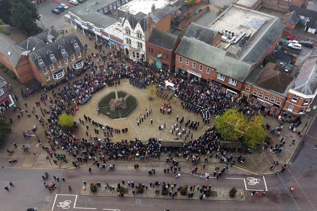 Crowds gather on the Square during the wreath laying ceremony.