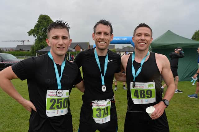 Matt Firth, Tom Copping and David Staff complete the 10km race. PICTURE: ANDREW CARPENTER