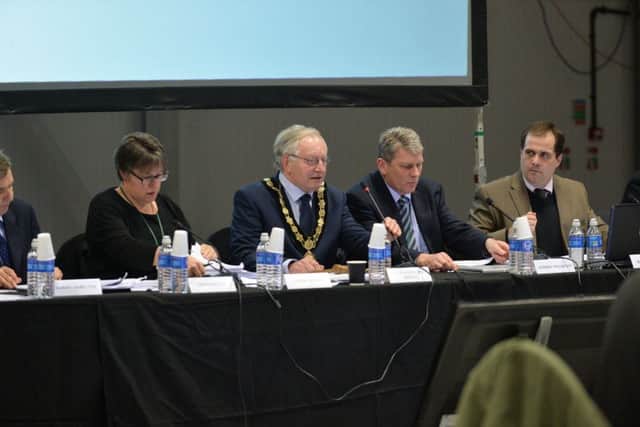 Chairman Councillor Grahame Spendlove-Mason chairs the meeting at Hangar 42.
PICTURE: ANDREW CARPENTER