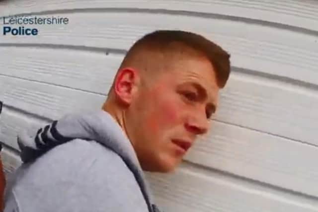 Keogh as he is arrested by Leicestershire Police