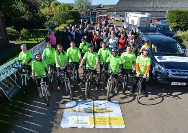 Eleven Norton and Gaulby young farmers set off from Kibworth and are heading to Blackpool in aid of the Air Ambulance and in memory of Sam Stanbridge who died eleven years ago.
PICTURE: ANDREW CARPENTER NNL-180105-103805005