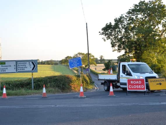 Scene of the road closure at Bruntingthorpe. PHOTO BY ANDREW CARPENTER