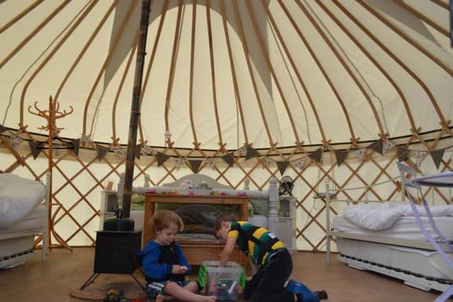Inside the yurt