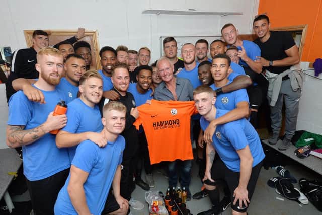 England legend Paul Gascoigne met the Lutterworth Town players before their FA Cup game against Heanor Town