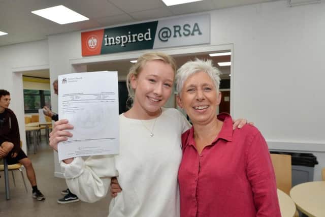 Niamh Watson celebrates her two A* grades with mum Carolyn at Robert Smyth Academy. PICTURE: ANDREW CARPENTER