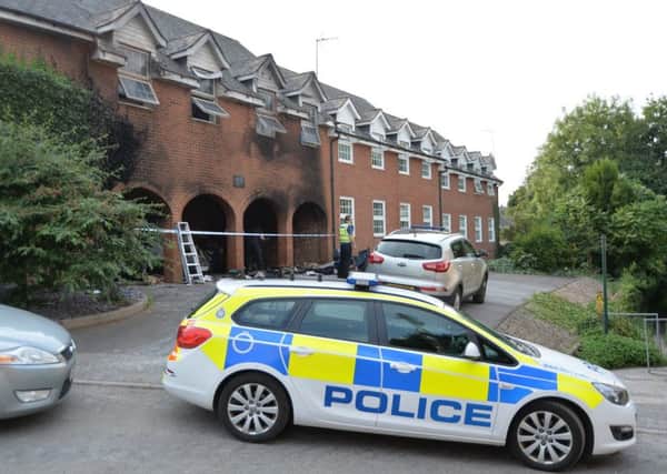 Police at the scene of the arson attack at Mowsley Court in Husbands Bosworth.
PICTURE: ANDREW CARPENTER NNL-180830-185314005