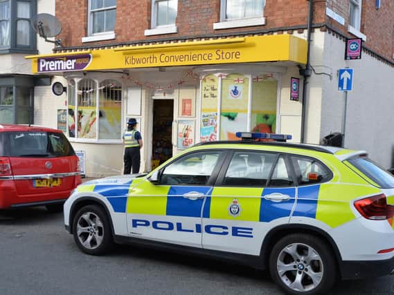Scene of the attempted robbery at the Premier Express on Fleckney Road in Kibworth. PICTURE: ANDREW CARPENTER