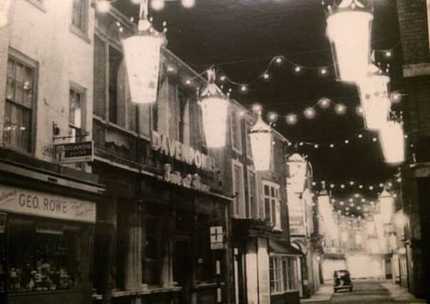 This image of the lights in Church Street comes from Market Harborough Historical Society and was taken in 1955 by Dorothy Maycock