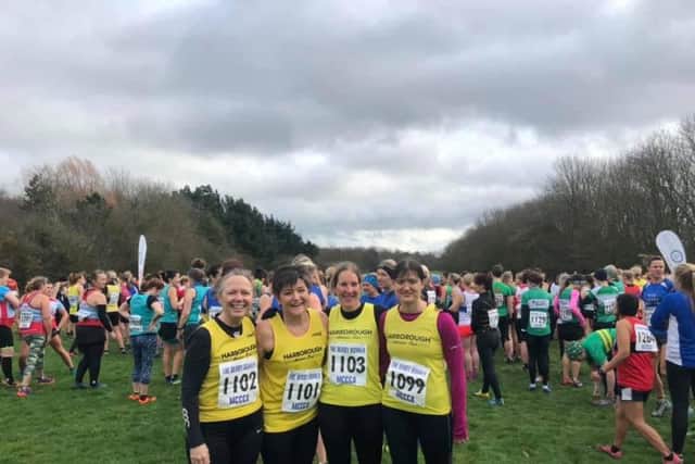 The Harborough ladies are all smiles ahead of the race