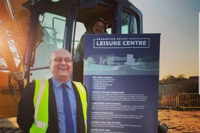 Glen Hall, managing director of Parkwood Leisure, at the spade int he ground ceremony.