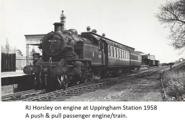 Mr Horsley in the cab of a push and pull passenger engine/train