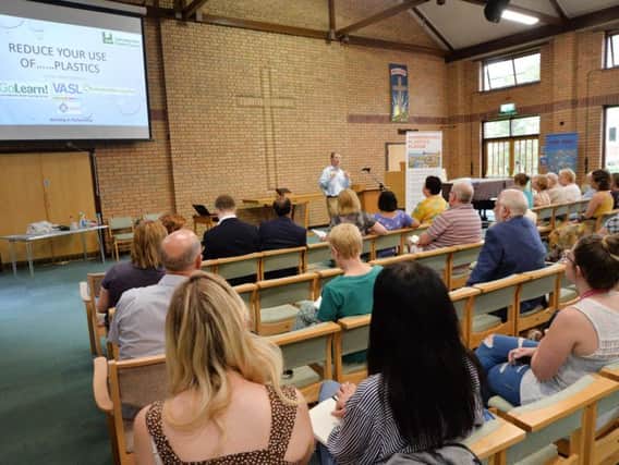 Neil O'Brien MP speaking during the Reduce Your Plastics Use event at the Methodist Church in Market Harborough. PICTURE: ANDREW CARPENTER