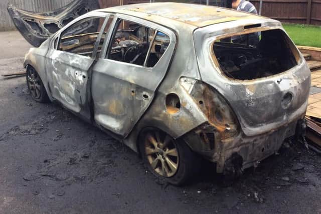 What was left of the car after the incident.