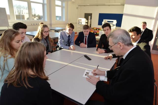 Reporter Alex Dawson speaks to students at the Sir Frank Whittle Studio school.
PICTURE: ANDREW CARPENTER