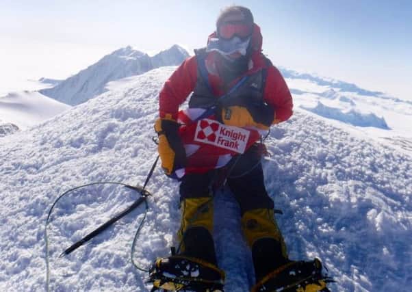 On top of the bottom of the world: Julian Evans makes it to the summit of Mount Vinson in Antarctica.