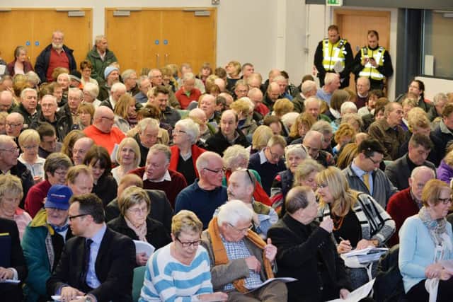 The packed Magna Park meeting at Lutterworth High school.
PICTURE: ANDREW CARPENTER