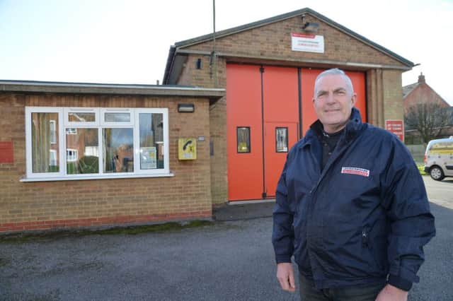 Joy...Steve Hare watch manager outside Kibworth fire station which has been saved from closure.
PICTURE: ANDREW CARPENTER