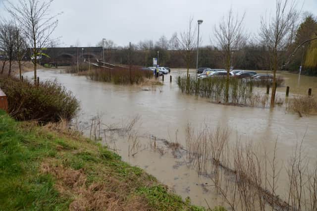 Water misery...The river welland burst its banks in Market Harborough and flooded the lower car park near the railway station.
PICTURE: ANDREW CARPENTER