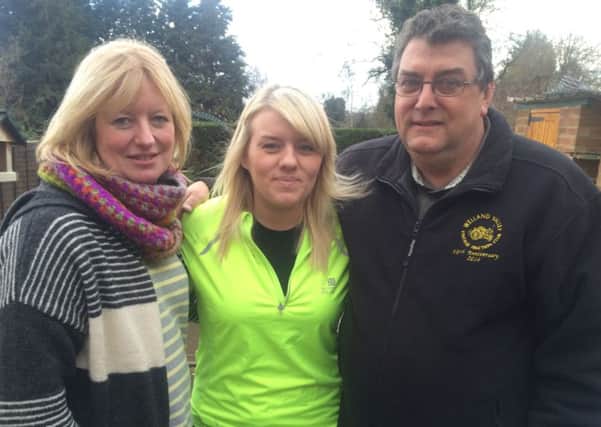 Bryony Parker (middle), from Harborough, is taking part in the London Marathon