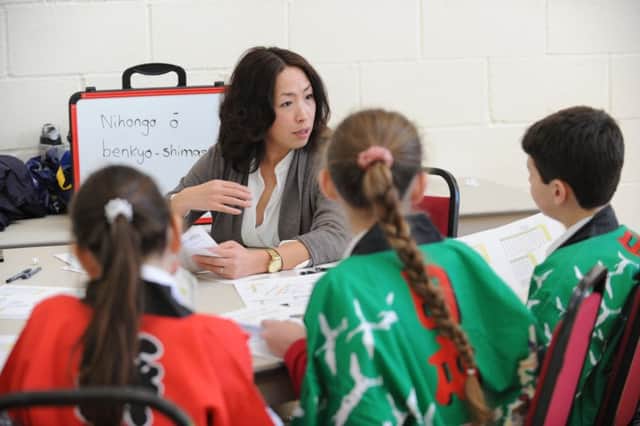 Teacher Kaon Stansall during the japanese lesson in the Hanbury centre at Church Langton.
PICTURE: ANDREW CARPENTER
