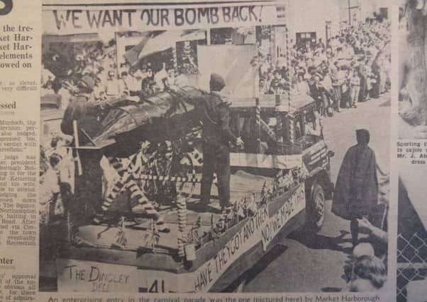 Market Harborough: Carnival 1966 We Want Our Bomb Back ATC float