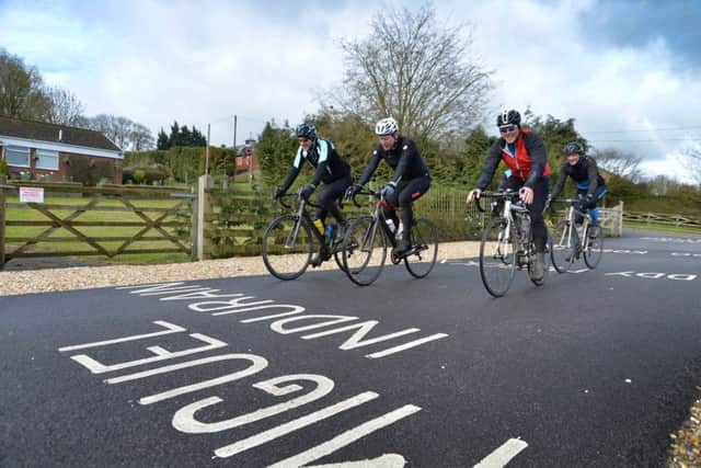 Cyclists arrive at Cafe Ventoux in Tugby.
PICTURE: ANDREW CARPENTER