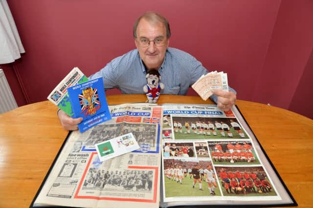 Keith Riseborough with some of his 1966 World Cup mementos collected watching all ten England matches.
PICTURE: ANDREW CARPENTER NNL-160208-112521005