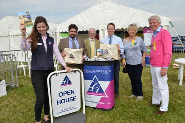 Ashling Toolan, Adam Jaeban, Rupert Harrison, Ben Whittaker, Janet Meek and Andrew Granger of Andrew Granger & Co get ready to meet visitors at the Leicestershire County Show.
PICTURE: ANDREW CARPENTER NNL-160829-102129005