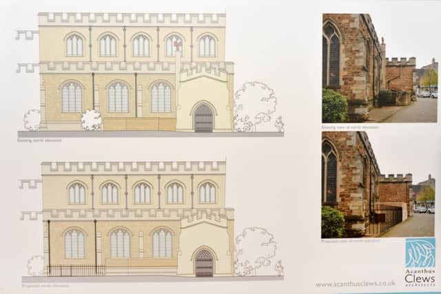 Before and after north elevation.