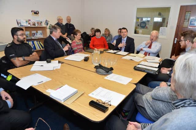 Alberto Costa chairs Lutterworth Anti-Social Behaviour meeting with Local representatives, including Leicestershire Police & Crime Commissioner, Lord Willy Bach, in order to discuss reports of Anti Social-Behaviour taking place at Lutterworth Recreation Ground in Lutterworth.
PICTURE: ANDREW CARPENTER